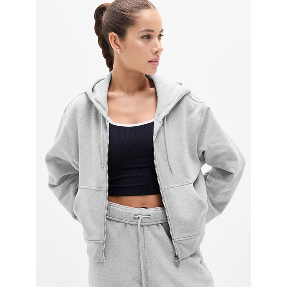 Athleta Gray Cropped Zip Hoodie Women’s Small Preloved